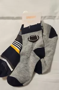 NUEVO CON ETIQUETAS Vintage Gymboree 2 pr CALCETINES Gris FÚTBOL/RAYAS Niño talla 5 - Imagen 1 de 1