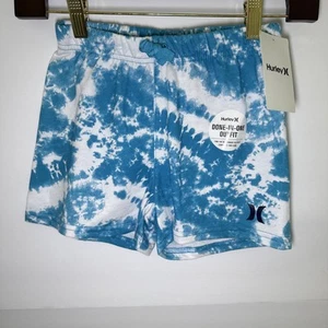 Nuevo con etiquetas Pantalones Cortos Hurley Tie Dye Cintura Elástica Gimnasio Azul Niñas Talla 6X - Imagen 1 de 5