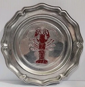 Piatto vintage York Metalcrafters peltro gamberi/aragosta 101/2" - Foto 1 di 5