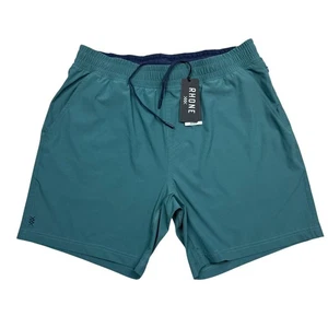 RHONE Herren Mako ungefüttert Athletik Fitness Shorts Größe L Stockente grün Reißverschlusstaschen 7" - Bild 1 von 16