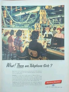 Línea de montaje de teléfono con anuncio impreso Bell Telephone 1954 en Indianápolis - Imagen 1 de 1