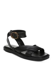 VINCE. Womens Black Twistted Straps Reza Square Toe Leather Sandals Shoes 10 M - Picture 1 of 2