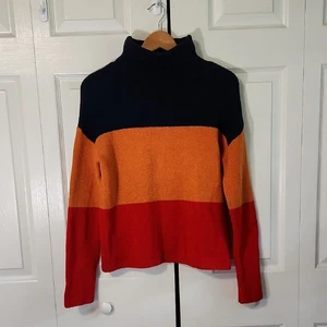 C&C California Multicolor Turtleneck Sweater Size Med Wool Blend Y2K Colorblock - Picture 1 of 8
