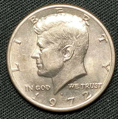1972-D “No/Faint FG” Kennedy Half Dollar Error AU Condition  - Image 1 of 4