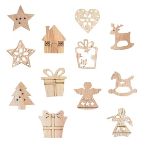 54 Pcs Wooden DIY Accessories Christmas Tree Pendants Adornments - Picture 1 of 12