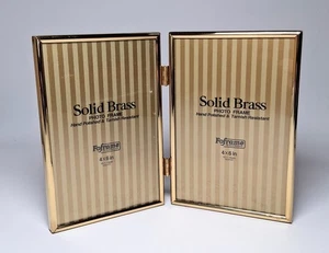 Massiver Messing Doppel Bilderrahmen 4" x 6" Klappscharnier Vintage Retro Sehr Gut - Bild 1 von 5