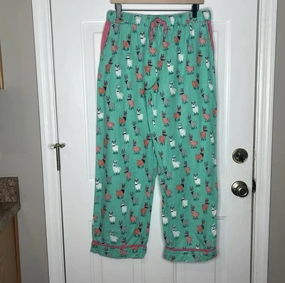 Brainy Llama Turquesa Franela Pijama Parte Inferior, Grande, Acogedor Otoño Otoño Acurrucado Foto 1 de 4
