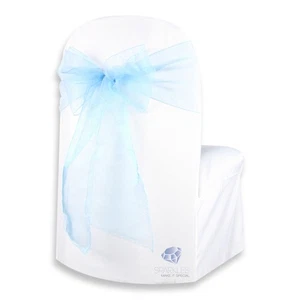 10 pcs Organza Chair Cover Bow Sash 108"x8" - Teal Blue - Wedding Party co - Picture 1 of 5