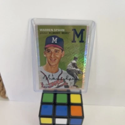 2023 Topps Chrome Platinum Anniversary - Warren Spahn #438 Platinum Toile White - Image 1 of 2