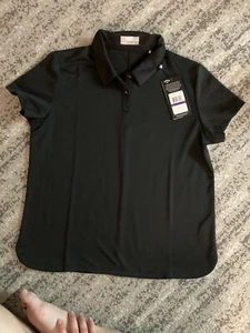 Callaway Girl’s Micro Hex Solid Short Sleeve Golf Polo Shirt Black XXL New - Picture 1 of 12