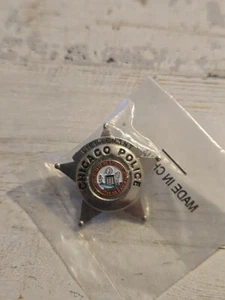 Chicago Leuitenant Police Star Silvertone Enamel Lapel Pin 1" Q9 - Imagen 1 de 3