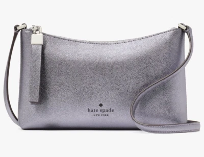 Kate Spade Sadie Crossbody Bag Silver Blue Metallic Saffiano Purse KI866 NWT - Изображение 1 из 4