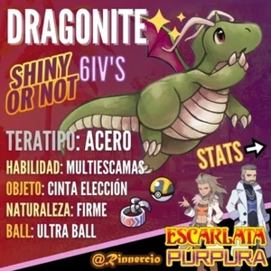 Dragonite "Shiny or not" 6IVs Pokemon Escarlata y Púrpura 🍇🍊✨ - Imagen 1 de 3