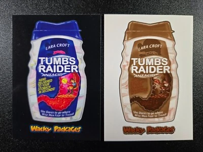 Tomb Raider Angelina Jolie Alicia Vikander Spoof 2018 Wacky Packages 2 Card Set - Image 1 of 2