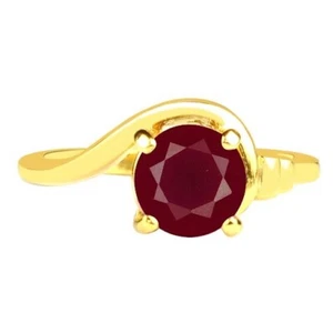 1,15Kt Runden Form Natürlich Birmanisch Rot Rubin Ring Im Solide 585er Gelbgold - Picture 1 of 4