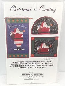 Country Appliques Christmas is Coming Uncut Sewing Quilt Pattern Santa Hanging - Picture 1 of 2