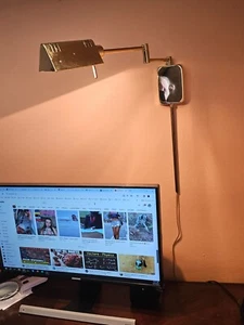 Vintage Halogen 100 W Swing Arm Wall Mount Fixture w/Dimmer  Plug In - Picture 1 of 6