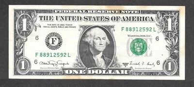 1988A $1 Web Note FRN, fr. 1917, F88912592L Run 14-FL Block 3-2 AU - Image 1 of 2