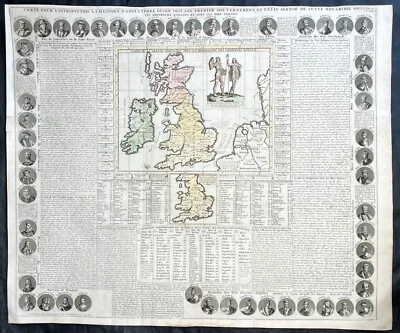 Антикварная карта Шатлен 1719 г. Великобритания и Ирландия от королевского эгберта до королевы Анны - Изображение 1 из 3