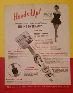 RARE VINTAGE 1940-60's "PERFECT CIRCLE PISTONS" INFORMATION - HAGERSTOWN IN - Picture 1 of 1