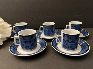 Set of 5 Beautifully Decorated Espresso Cups and Saucers - Bavaria - Picture 1 of 1