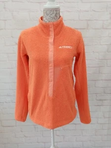 Adidas Terrex Ladies Polar Fleece Size XS Orange BNWT Stud Fasten Pockets Funnel - Picture 1 of 21