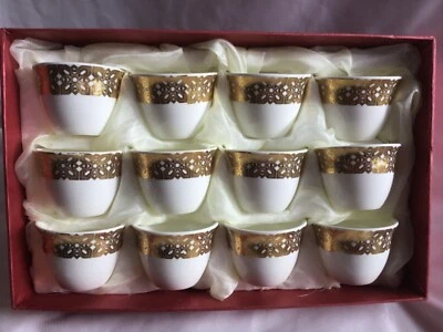 Porcelain Turkish Coffee Cups 3oz. 8ml. Gawa Ottoman Set of 12 Expresso Cups Foto 1 de 3