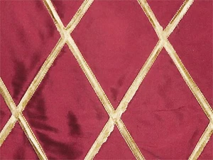 Designer bestickt Pinktuck Seide Dupioni Stoff ~ Diamant Stab ~ Granat 54" - Bild 1 von 2