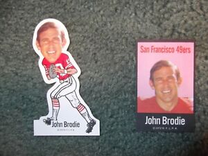 1972 72 NFLPA FOOTBALL JOHN BRODIE LOT- VINYL STICKER & IRON-ON, NM-MT+, 49ers