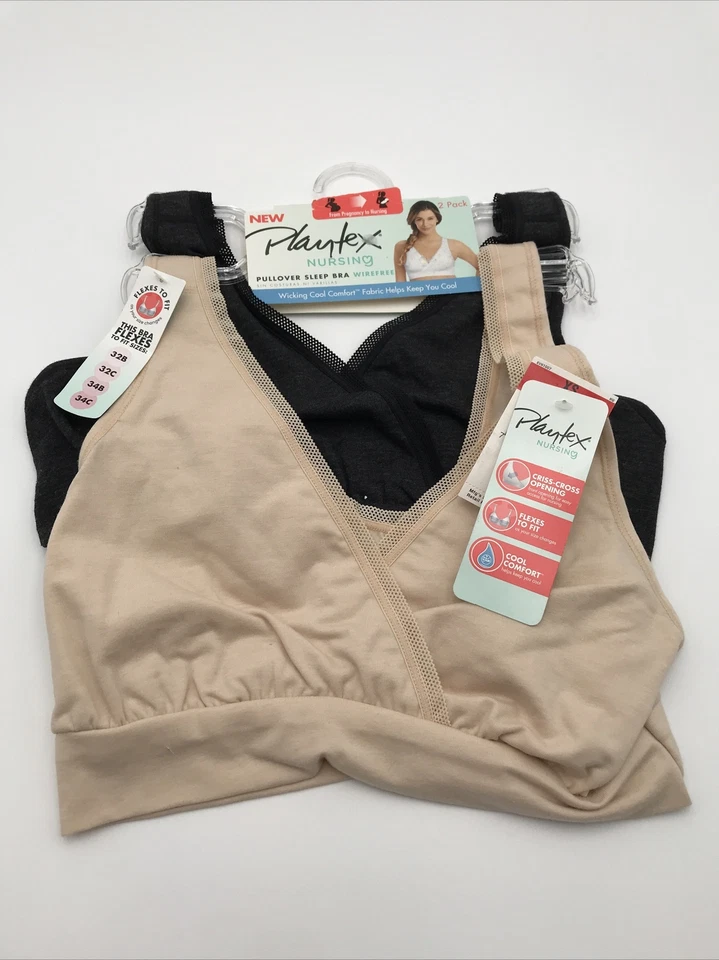 Playtex 2pack Nursing Pullover Sleep Bra Wirefree Cool Comfort XSmall US02PK