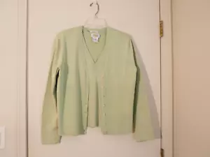 TALBOTS Olive Green Silk Blend V-Neck Cardigan & Tank 2 Pc Sweater Set Size L - Picture 1 of 5