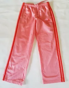Adidas Girls Sweatpants Size L Peach Stretch Side Stripes Waist String - Picture 1 of 5