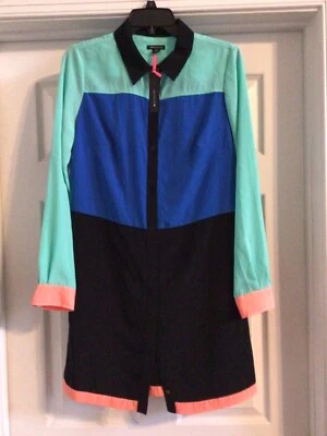 Vestido I Heart Ronson Mujer Mediano Bloque de Color Manga Larga Botón Delantero NUEVO/$32 Foto 1 de 4