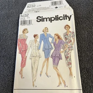Abito due pezzi Simplicity modello cucito 8232 manca TG 6-10 non tagliato FF 1992 - Foto 1 di 6