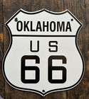 PANNEAU GAZ ET HUILE VINTAGE OKLAHOMA US 66 PORCELAINE