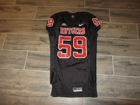 Rutgers Scarlet Knights Game Used NCAA Football Jersey Nike #59 Union Big East L Cover