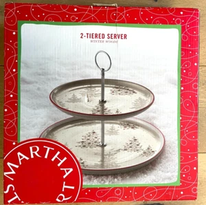 Martha Stewart two tier server tidbit tray Winter Woods Stoneware NEW in box - Picture 1 of 4