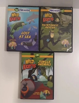 Wild Kratts DVD Bundle x3 R1 Jungle Animals, Rainforest Rescue & Lost At Sea PBS - Image 1 of 4