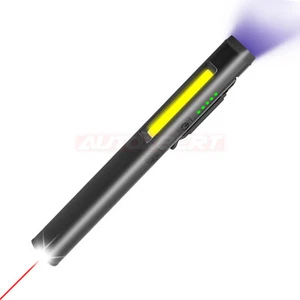 DE Werkstattlampe Alu Inspektionslampe Akku COB-LED UV Laserpointer Taschenlampe - Bild 1 von 12