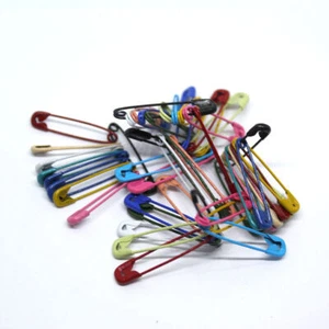 Multipurpose Metal Color Plated Safety Pins Craft Sewing Nickel Assorted Size - Picture 1 of 16