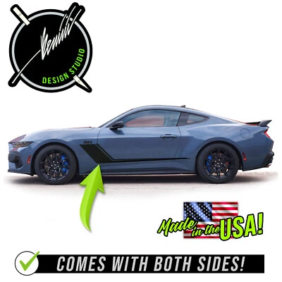 Calcomanías laterales a rayas de carreras con palo de hockey 1 compatible con Ford Mustang 2024 en adelante Foto 1 de 3