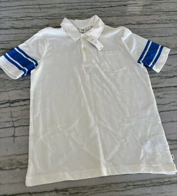 NWT - Gap Kids Boys White w/ Blue Stripes Short Sleeve Polo Shirt Size M(8) - Image 1 of 4