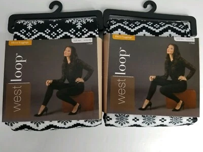 Leggings West Loop Copo de Nieve Reno Talla M/L Negros Estampado Vacacional (Lote de 2) Foto 1 de 4