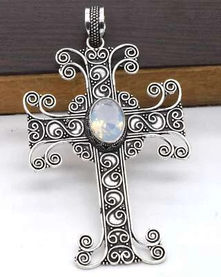 Opalit Edelstein Ethnisch Handgefertigtes Kreuz Anhänger Schmuck 1,4" P 4229 - Bild 1 von 4