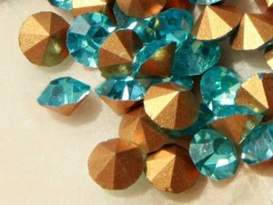 Lot (180) Czech Vintage foiled aquamarine blue glass rhinestones 5mm - Picture 1 of 3