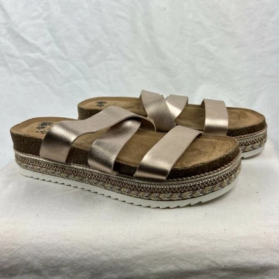 Jellypop Sandals Women 6.5 M Bronze LANZA Flatform Faux Leather Espadrille Slide - Image 1 of 4