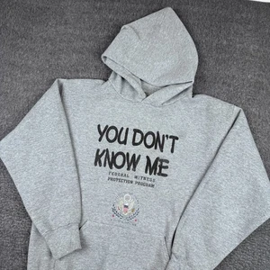 Vintage Witness Protection Program Hoodie Herren Large grau You Don't Know Me USA - Bild 1 von 8