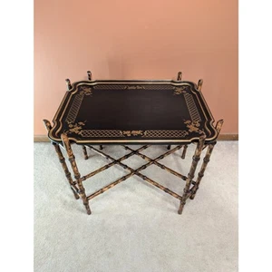 Mid-Century Chinoiserie Faux Bamboo Tray Table by Baker Furniture - EXEMPLARY! - Picture 1 of 12
