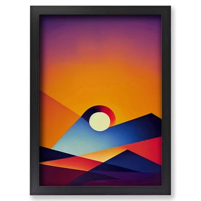 Framed Vivid Sunset Abstract Wall Art Canvas Print Poster Picture, Home Decor - Image 1 of 4
