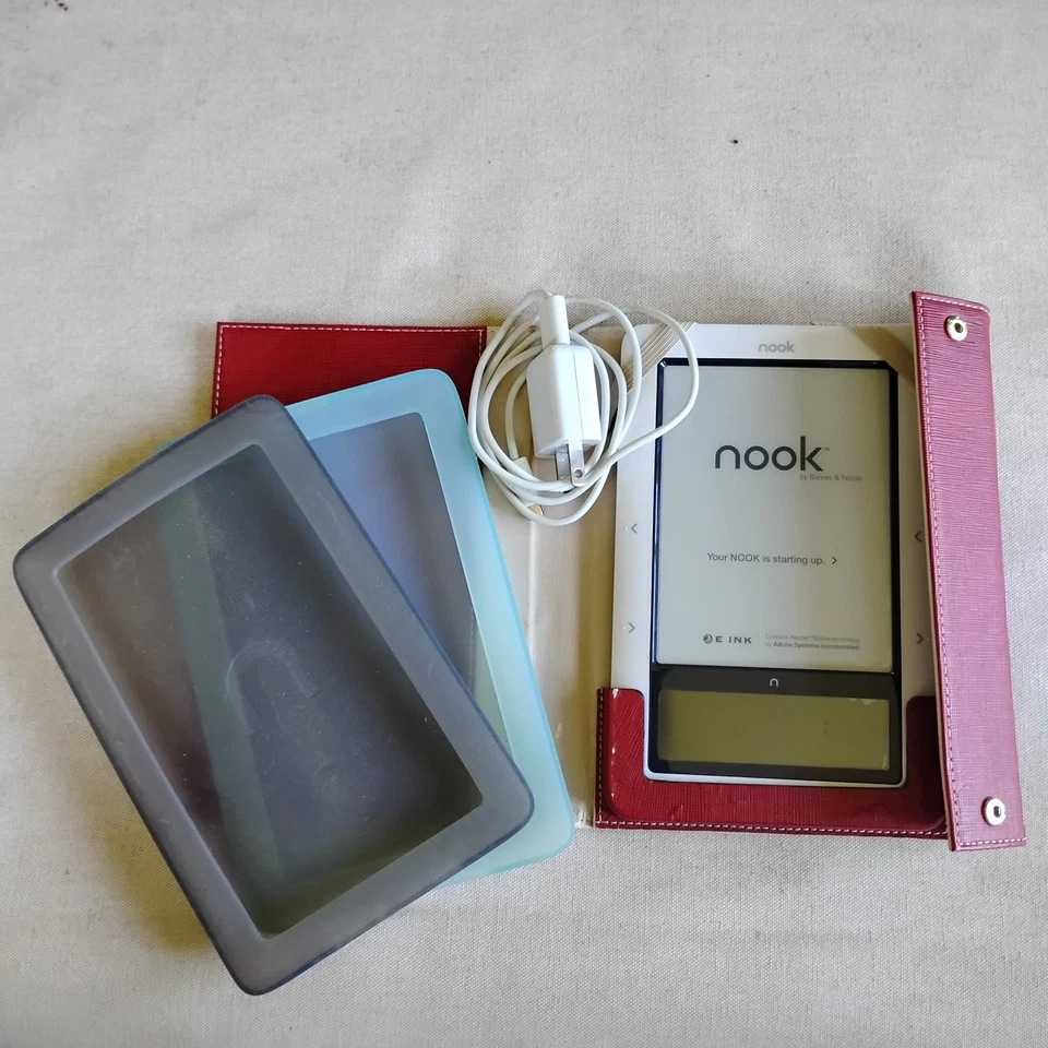 Barnes & Noble Nook с чехлом и зарядным устройством не имеет аккумулятора на запчасти - Изображение 1 из 4